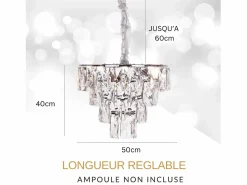 Lámpara de techo moderna de cristal para salón plateada - Redonda 50 cm - San Francisco