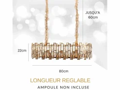 Online Lámpara de techo moderna de cristal para salón dorada - Ovalada 80 cm - New York Dorado