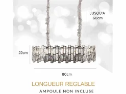 New Lámpara de techo moderna de cristal para salón plateada - Ovalada 80 cm - New York Lámpara Suspendida