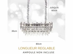 Lámpara de techo moderna de cristal para salón plateada - Ovalada 80 cm - Las Vegas