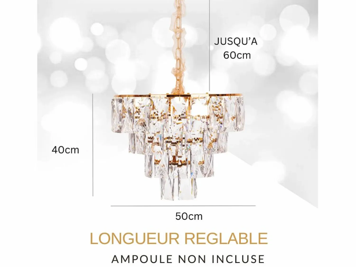 New Lámpara de techo moderna de cristal para salón dorada - Redonda 50 cm - San Francisco Dorado
