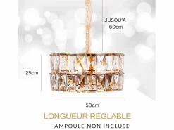 New Lámpara de techo moderna de cristal para salón dorada - Redonda 50 cm - Miami Lámpara Suspendida