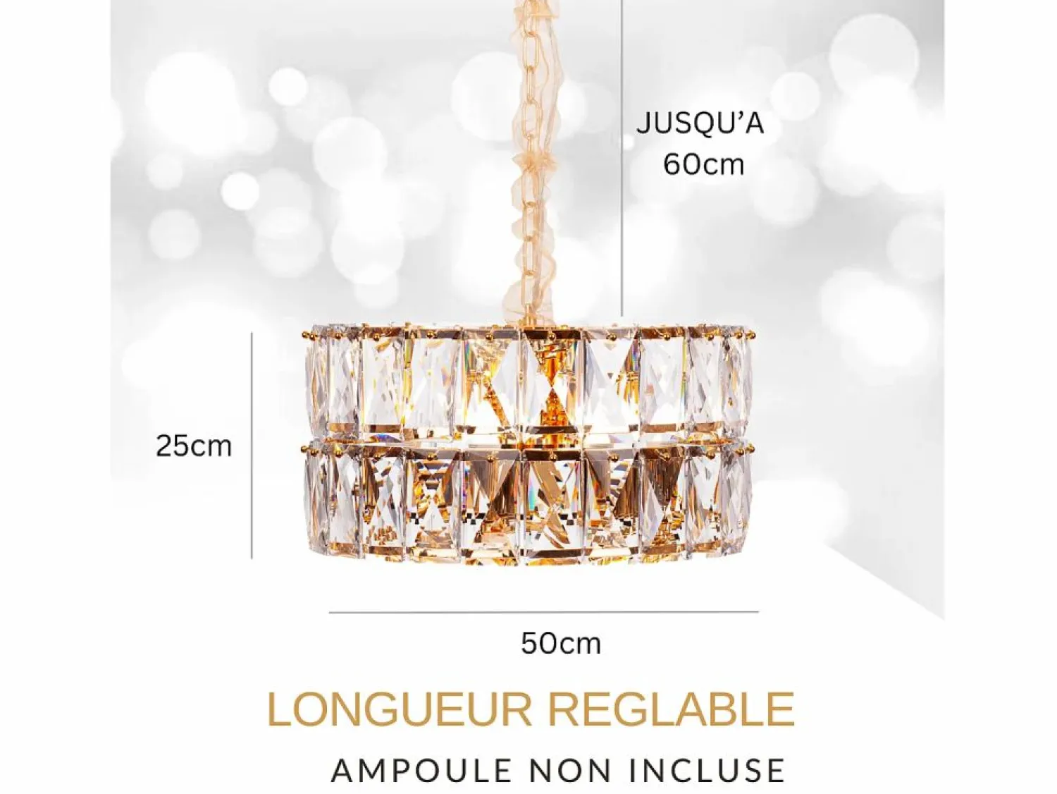 New Lámpara de techo moderna de cristal para salón dorada - Redonda 50 cm - Miami Lámpara Suspendida