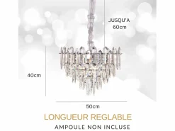Lámpara de techo moderna de cristal para salón plateada - Redonda 50 cm - Las Vegas Lámpara Suspendida
