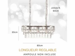 Lámpara de techo moderna de cristal para salón plateada - Ovalada 80 cm - San Francisco