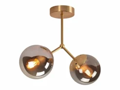 Outlet Lámpara de techo para pasillo : Lámpara de techo vintage E27 con bola de cristal y 2 luces. Plafón