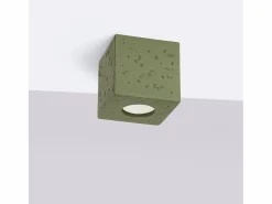 Clearance Lámpara de techo Quad industrial de concreto - 1 fuentes luminosas - L.10 x A.10 cm - oliva Plafón