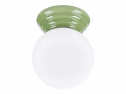 Outlet Sollux Lighting Lámpara de techo Zori minimalista de cerámica/vidrio vidriado - 1 fuentes luminosas - L.12 x A.12 cm - oliva Verde