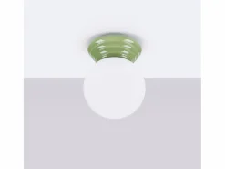 Outlet Sollux Lighting Lámpara de techo Zori minimalista de cerámica/vidrio vidriado - 1 fuentes luminosas - L.12 x A.12 cm - oliva Verde