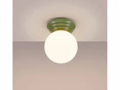Outlet Sollux Lighting Lámpara de techo Zori minimalista de cerámica/vidrio vidriado - 1 fuentes luminosas - L.12 x A.12 cm - oliva Verde