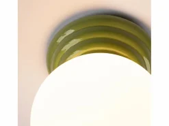 Outlet Sollux Lighting Lámpara de techo Zori minimalista de cerámica/vidrio vidriado - 1 fuentes luminosas - L.12 x A.12 cm - oliva Verde