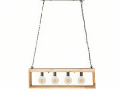 OZAIA Lámpara industrial de madera OLIUS - metal 4 luces Alt. 31 cm - natural