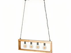 OZAIA Lámpara industrial de madera OLIUS - metal 4 luces Alt. 31 cm - natural