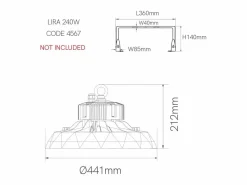 Outlet Lámpara LED industrial UFO LENS DALI 100W 100-260V Negro