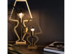 Online Lámpara mesa Silhouette Ø22x33 cm hierro perforado oro Diseño moderno decorativo Made in Italy Casquillo E14 Dorado