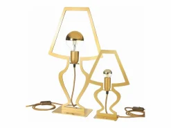 Online Lámpara mesa Silhouette Ø22x33 cm hierro perforado oro Diseño moderno decorativo Made in Italy Casquillo E14 Dorado