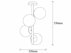 Outlet Lámpara techo metal y cristal 4 globos FAZE - D. 32 cm x Alt. 53 cm - y blanco Lámpara Suspendida