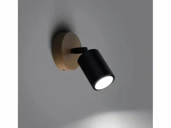 Clearance Lámparas de pared Flare moderno de acero/madera - 1 fuentes luminosas 4000K - L.16 x A.16 cm - madera negra Aplique Para Pared