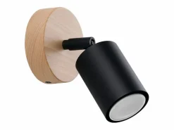 Clearance Lámparas de pared Flare moderno de acero/madera - 1 fuentes luminosas 4000K - L.16 x A.16 cm - madera negra Aplique Para Pared