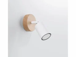 Hot Sollux Lighting Lámparas de pared Flare moderno de acero/madera - 1 fuentes luminosas 3000K - L.16 x A.16 cm - madera blanca Blanco