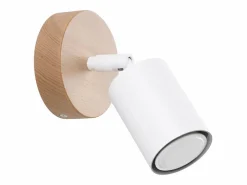 Hot Sollux Lighting Lámparas de pared Flare moderno de acero/madera - 1 fuentes luminosas 3000K - L.16 x A.16 cm - madera blanca Blanco
