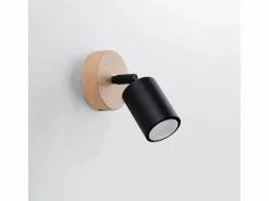 Sollux Lighting Lámparas de pared Flare moderno de acero/madera - 1 fuentes luminosas 3000K - L.16 x A.16 cm - madera negra