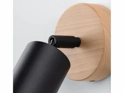 Sollux Lighting Lámparas de pared Flare moderno de acero/madera - 1 fuentes luminosas 3000K - L.16 x A.16 cm - madera negra