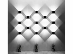 Outlet Sollux Lighting Lámparas de pared Quadx moderno de aluminio - 1 fuentes luminosas 3000K - L.10 x A.10 cm - Negro