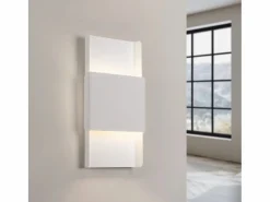 Hot Sollux Lighting Lámparas de pared Zelfon moderno de acero - 2 fuentes luminosas 4000K - L.20 x A.40 cm - Blanco