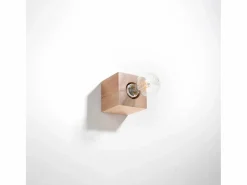 Sale Lámparas de pared Zxina escandinavo de madera - 1 fuentes luminosas 3000K - L.10 x A.10 cm - madera natural Aplique Para Pared