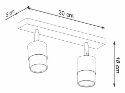 Hot Sollux Lighting Lámparas de techo Alvor moderno de acero - 2 fuentes luminosas 4000K - L.30 x A.18 cm - /cromo Negro