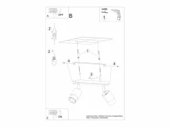Hot Sollux Lighting Lámparas de techo Alvor moderno de acero - 2 fuentes luminosas 4000K - L.30 x A.18 cm - /cromo Negro