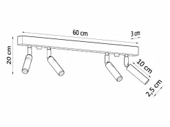 Online Sollux Lighting Lámparas de techo Astix moderno de aluminio - 4 fuentes luminosas 3000K - L.60 x A.20 cm - Blanco