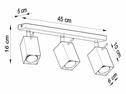 Sale Sollux Lighting Lámparas de techo Briow moderno de acero - 3 fuentes luminosas 4000K - L.45 x A.16 cm - Negro