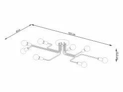 Sollux Lighting Lámparas de techo Infinix industrial de acero - 8 fuentes luminosas 4000K - L.103 x A.15,5 cm -