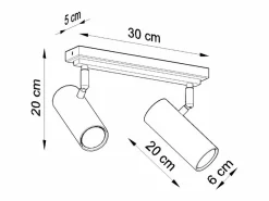 Sale Lámparas de techo Invicta moderno de acero - 2 fuentes luminosas 4000K - L.30 x A.20 cm - Plafón