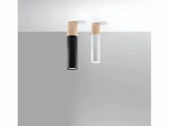 Discount Sollux Lighting Lámparas de techo Poblano moderno de acero/madera - 1 fuentes luminosas 3000K - L.6 x A.30 cm - madera natural/blanco Color natural claro