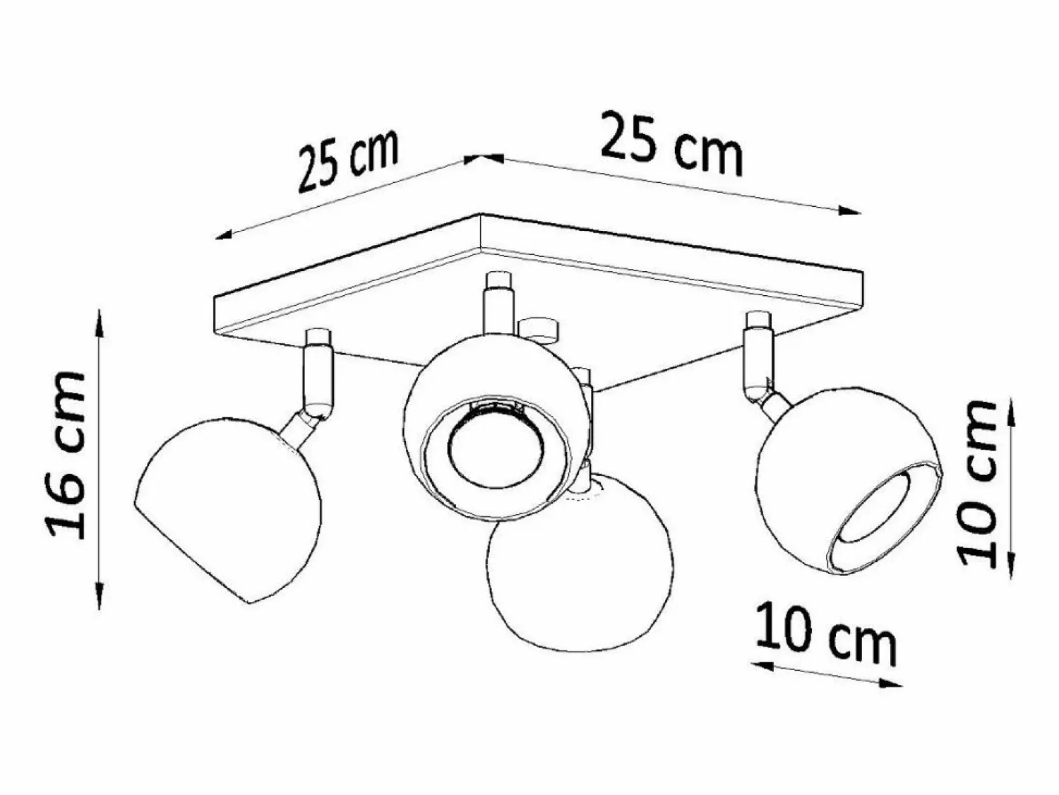 Sollux Lighting Lámparas de techo Rayis moderno de acero - 4 fuentes luminosas 3000K - L.25 x A.16 cm -