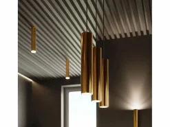 New Sollux Lighting Lámparas de techo Toris moderno de acero - 1 fuentes luminosas 4000K - L.6 x A.30 cm - brillo Dorado