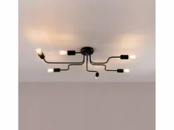 Discount Lámparas De Techo Vector Industrial De Acero - 6 Fuentes Luminosas - L.80 X A.15,5 Cm - Plafón