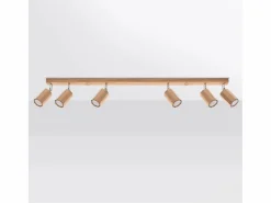 Lámparas de techo Xenor escandinavo de madera - 6 fuentes luminosas 3000K - L.120 x A.20 cm - roble Plafón