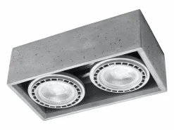 New Sollux Lighting Lámparas de techo Zentra industrial de concreto - 2 fuentes luminosas 4000K - L.27 x A.9 cm - Gris