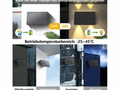 Best Lámparas solares para pared exterior - 2 luces solares de pared para exterior, luces de pared para exterior, luz exterior, blanco cálido Iluminación Exterior