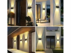 Discount Lámparas solares para exteriores - 4 apliques solares de pared para exteriores, luz blanca cálida Iluminación Exterior