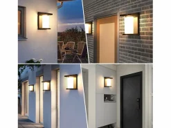 NETTLIFE Lámparas solares para exteriores con sensor de movimiento - Lámpara solar de pared para exteriores 2 modos, impermeable 3000 K, blanco cálido