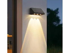 NETTLIFE Lámparas solares para exteriores - Aplique solar de pared para exteriores luces LED de pared para exteriores blanco cálido de 3000 K 2 modos