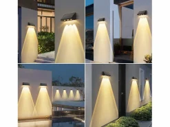 NETTLIFE Lámparas solares para exteriores - Aplique solar de pared para exteriores luces LED de pared para exteriores blanco cálido de 3000 K 2 modos