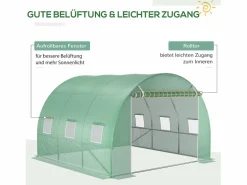 Clearance Lona de repuesto para invernadero túnel, PE resistente a los rayos UV, impermeable, con 6 ventanas y puerta enrollable, (300x300x200cm) Invernadero De Jardín
