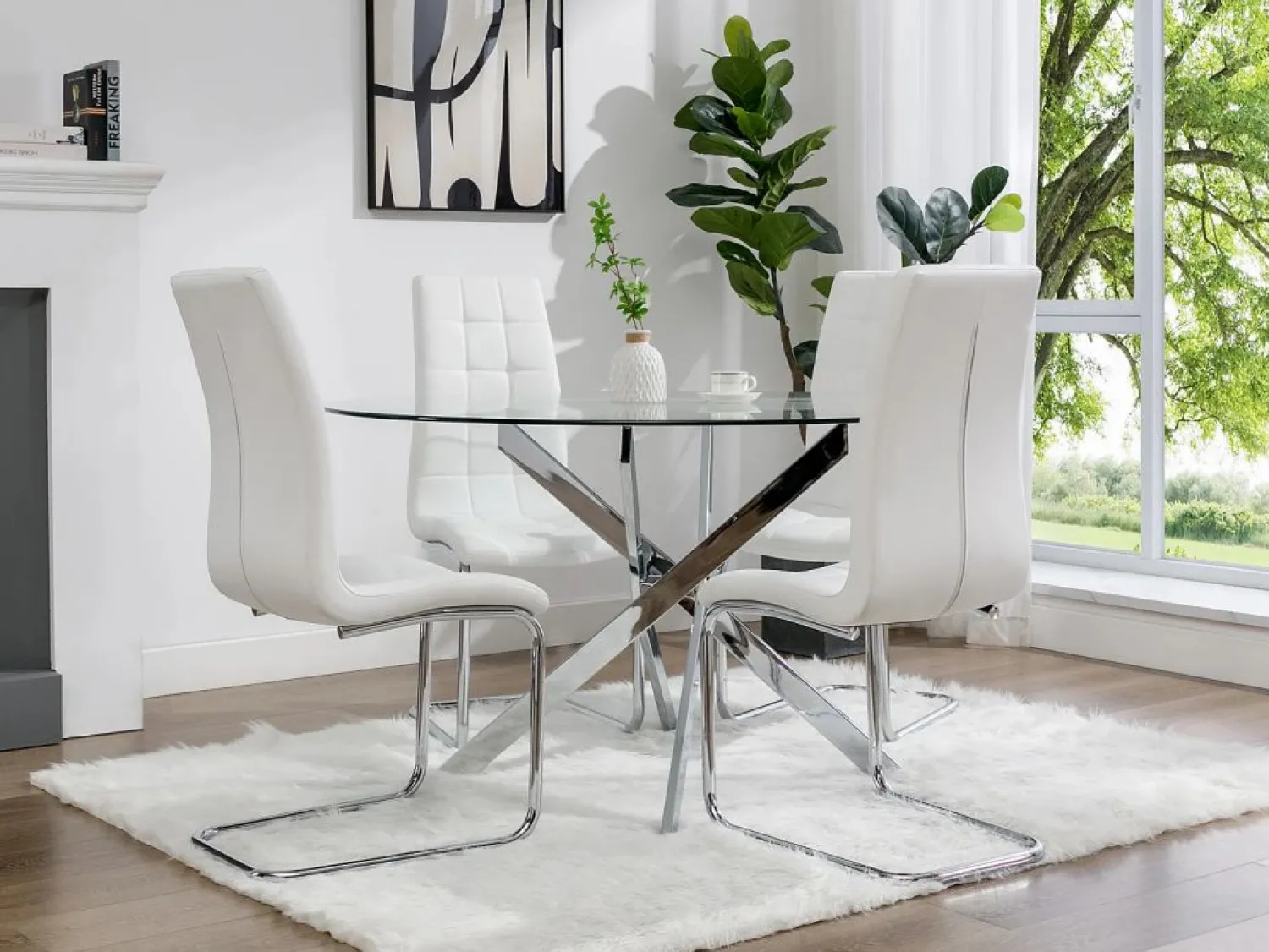 Outlet Vente-unique Lote 6 sillas NADYA - Piel sintética y metal Color Blanco