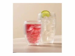 Best Lote 2 Vasos Doble Pared 45cl Pavina Rayados Vaso